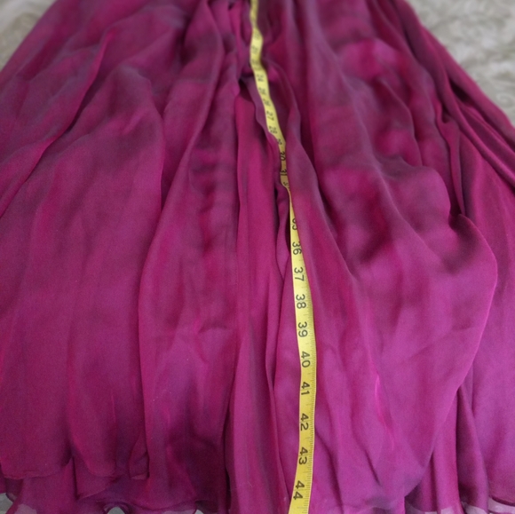 Rickie Freeman for Teri Jon chiffon evening gown from Saks, raspberry color. - Picture 10 of 13